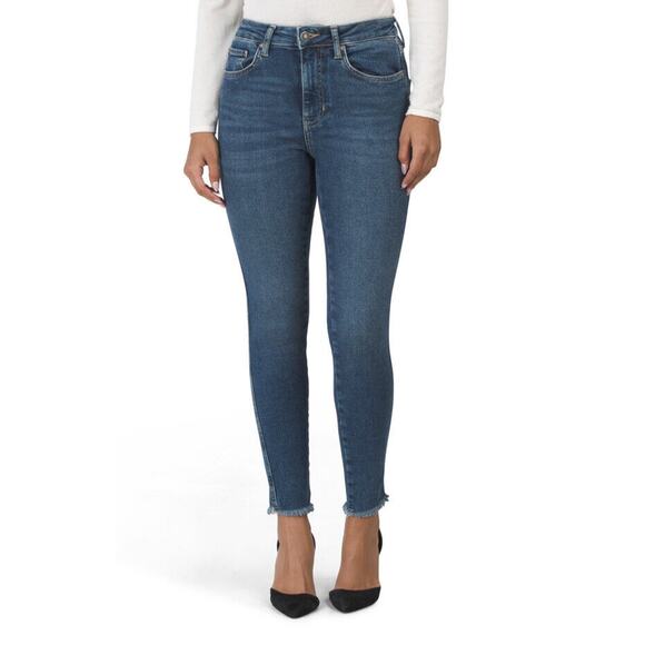 We The Free People NWT High Rise Dark Skinny Jeans Women's Size 24 Raw Fray Hem - Picture 2 of 11